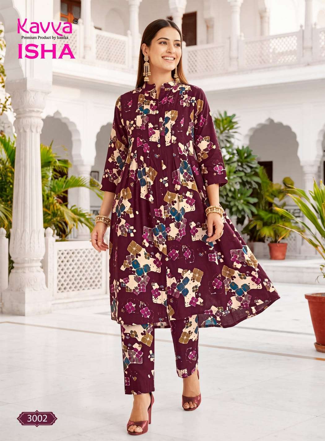 KAVYA ISHA VOL 3 TOP STITCHED PLEATS & CHINESE COLLAR AND POCKET CORD SET DAILY ROUTINE